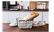 Load image into Gallery viewer, DODXIAOBEUL Handmade -Open Storage Bread Food Basket,Kitchen Cabinet and Pantry Storage Organizer Bin &amp; Containers- Two Cut-Out Handles Wire Metal with Canvas Lining 13x10x7.5 Inches Black
