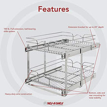 Load image into Gallery viewer, Rev-A-Shelf 5WB2-1822CR-1 18 x 22 Inch 2-Tier Wire Basket Pull Out Shelf Storage for Kitchen Base Cabinet Organization, Chrome
