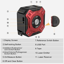 Load image into Gallery viewer, TOOLTOO Laser Tape Measure 2 in 1 - Digital Tape Measure with Multi-Measurement Modes - 16.5ft Tape Measure &amp; 131ft Laser Measure with LCD Digital Display - Laser Distance Measure Rechargeable
