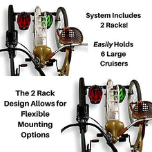 Load image into Gallery viewer, Koova Wall Mount Bike Storage Rack Garage Hanger for 6 Bicycles + Helmets | Fits All Bikes Even Large Cruisers / Big Tire Mountain Bikes | Heavy Duty Powder Coated Steel | Made In USA (6 Bike Rack)
