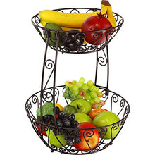 Load image into Gallery viewer, Simple Houseware 2-Tier Countertop Fruit Basket Bowl Storage, Bronze
