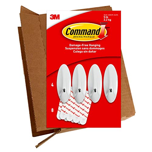 Command Large Wire Hooks, 4-Hooks, 8-Strips, Holds up to 5 lbs - Easy to Open Packaging
