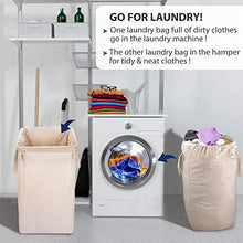 Load image into Gallery viewer, MCleanPin Canvas Laundry Hamper with 2 Removable Laundry bags and Sorting Card, Dirty Clothes Hamper Foldable Nursery hamper with 2 Handles Dorm Room Hamper for College(Beige)
