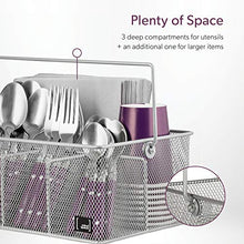 Load image into Gallery viewer, Utensil Holder By Mindspace, Kitchen Condiment Organizer and Flatware Utensil Caddy | The Mesh Collection, Silver
