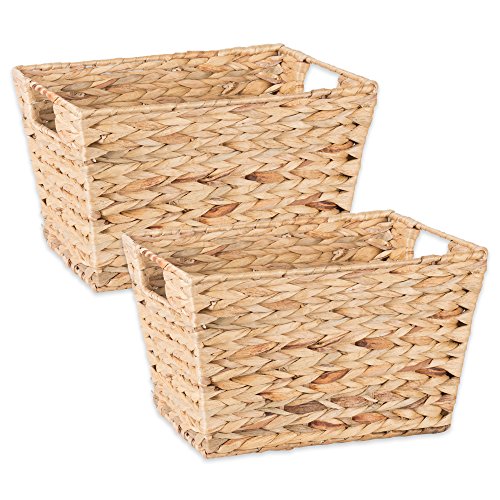 DII Z02006 Natural Water Hyacinth Storage Basket with Handles,Set of 2 Medium