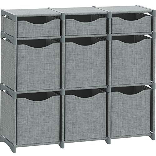 9 Cube Organizer | Set of Storage Cubes Included | DIY Closet Organizer Bins | Cube Organizers and Storage Shelves Unit | Closet Organizer for Bedroom, Playroom, Livingroom, Office, Dorm (Grey)