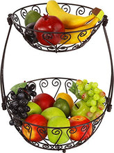 Load image into Gallery viewer, Simple Houseware 2-Tier Countertop Fruit Basket Bowl Storage, Bronze
