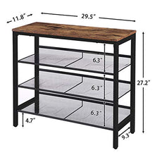 Load image into Gallery viewer, HOOBRO Industrial Shoe Rack, 4-Tier Shoe Shelf, Storage Organizer Unit with 3 Mesh Shelves, Wood Look Accent Furniture with Metal Frame, for Entryway, Living Room, Hallway BF14XJ01
