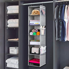 Load image into Gallery viewer, Univivi Shelves Hanging Organizer 6 - Layer Collapsible Hanging Closet Organizer with 6 Side Pockets Closet Hanging Shelves (Gray)
