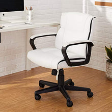 Load image into Gallery viewer, Amazon Basics Padded, Ergonomic, Adjustable, Swivel Office Desk Chair with Armrest, White Bonded Leather
