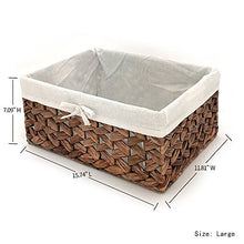 Load image into Gallery viewer, Rectangular Woven Seagrass Storage Bin with Handle,Kingwillow. (water hyacinth, Large)
