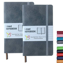 Load image into Gallery viewer, YANGBOSHI 2-Pack Pocket Notebook Journal Notepad Small,College Ruled,4.2&quot;x7&quot;,Hard Cover Mini Journal,100 GSM Thick Paper,Inner Pocket (Dark Grey)
