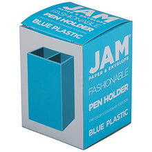 Load image into Gallery viewer, JAM PAPER Plastic Pen Holder - Blue - Desktop Pencil Cup Sold Individually
