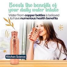 Load image into Gallery viewer, Kitchen Science Copper Water Bottle (32oz/950ml) w/Copper Tumbler, Carrying Bag &amp; Deco Sleeve | Pure Copper Bottle for Drinking Water | Lab-Tested, Leak-Proof | Authentic Ayurvedic Copper Bottle
