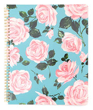 Load image into Gallery viewer, ban.do Blue/Pink Floral Rough Draft Large Spiral Notebook, 11&quot; x 9&quot; with Pockets and 160 College Ruled Pages, Rose Parade
