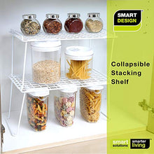 Load image into Gallery viewer, Smart Design Stacking Cabinet Shelf Rack - Large (16 x 10 Inch) - Steel Metal Wire - Cupboard, Plate, Dish, Counter &amp; Pantry Organizer Organization - Kitchen [White]
