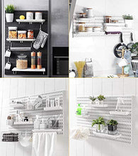 Load image into Gallery viewer, Pegboard Combination Kit with Shelf and Hooks No Punching for Garage Kitchen Living Room Bathroom 22&quot;x22&quot;,Pegboard Wall Organizer (White, 4)

