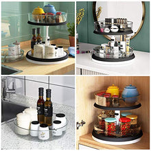 Load image into Gallery viewer, 2-Tier Lazy Susan Turntable and Height Adjustable Cabinet Organizer with 1x Large Bin and 3 x Divided Bins, Removable, Clear Spice Rack Organizer for Cabinet, Pantry, Kitchen (2 Tier)
