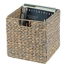 Load image into Gallery viewer, mDesign Natural Woven Hyacinth Closet Storage Organizer Basket Bin - Collapsible - for Cube Furniture Shelving in Closet, Bedroom, Bathroom, Entryway, Office - 10.5 Inches High, 2 Pack - Natural/Tan
