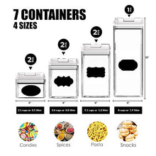 Load image into Gallery viewer, Airtight Food Storage Container Set-CINEYO-7 Piece Set Clear Plastic Canisters For Cereal, Flour with Easy Lock Lids, for Kitchen Pantry Organization and Storage, Include Labels and Marker (White)
