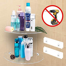 Load image into Gallery viewer, weddingwish 2 Pack Corner Shower Caddy, Transparent Acrylic Shelf, Wall Mounted No Drilling Traceless Adhesive Bathroom Storage Organizer, Storage Rack for Toilet, Shampoo, Dorm, and Kitchen
