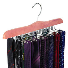 Load image into Gallery viewer, TOPIA HANGER American Red Cedar Wooden Tie Racks for Closet, 24 Tie Hangers Organizer, High-Grade Space Saving Necktie Holder for Storage and Display (1-Pack) CT14T
