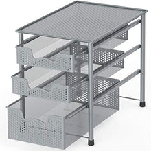 Load image into Gallery viewer, Simple Houseware Stackable 3 Tier Sliding Basket Organizer Drawer, Silver
