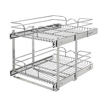 Load image into Gallery viewer, Rev-A-Shelf 5WB2-1822CR-1 18 x 22 Inch 2-Tier Wire Basket Pull Out Shelf Storage for Kitchen Base Cabinet Organization, Chrome
