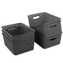 Load image into Gallery viewer, Teyyvn Plastic Storage Basket, 10.03&quot; x 7.59&quot; x 4.09&quot;, Pack of 6, Gray
