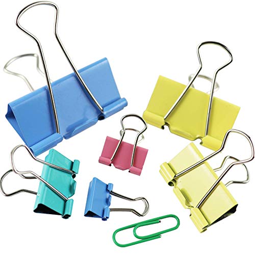LOKiVE 114 Pcs Binder Clips,Mini Metal Binder Clips Paper Clips Assorted Sizes for Office,School & Home Supplies