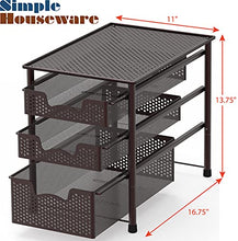 Load image into Gallery viewer, Simple Houseware Stackable 3 Tier Sliding Basket Organizer Drawer, Bronze

