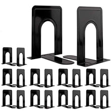 Load image into Gallery viewer, Jekkis 20pcs Metal Bookends, Heavy Duty Book Ends, 6.6 x 5.7 x 4.9 inches Black Bookend Supports, Nonskid Bookends for Shelves, Office and Home
