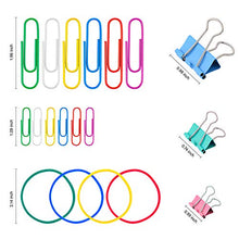 Load image into Gallery viewer, Binder Clips Paper Clips, Sopito 300pcs Colored Office Clips Set with Paper Clamps Paperclips Rubber Bands for Office and School Supplies, Assorted Sizes
