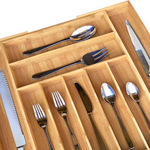 Load image into Gallery viewer, Bamboo Kitchen Drawer Organizer - Expandable Silverware Organizer/Utensil Holder and Cutlery Tray (20”-17.5”, Natural)
