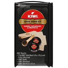Load image into Gallery viewer, KIWI Shoe Shine Kit, Black - Gives Shoes Long-Lasting Shine and Protection (2 Tins, 1 Brush, 1 Dauber and 1 Cloth), 2.5 Ounce, 2 Pack
