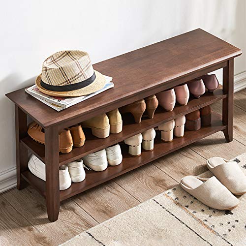 ACRO Storage Bench Wooden Shoe Bench Rustic Solid Wood Entryway Bench (Brown,39.4