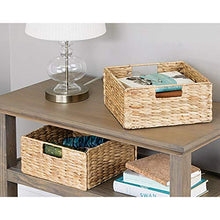 Load image into Gallery viewer, mDesign Natural Woven Hyacinth Closet Storage Organizer Basket Bin - Open Top, Built-in Handles, Collapsible - for Closet, Bedroom, Bathroom, Entryway, Office - 5.25&quot; High, 2 Pack - Natural/Tan

