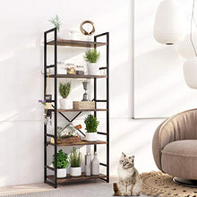Load image into Gallery viewer, HAIOOU Bookshelf, 5-Tier Bookcase, Sturdy Antique Wood Design with Industrial Black Metal Frame Shelving Unit, Vintage Storage Organizer Standing Shelf for Home Office
