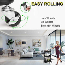 Load image into Gallery viewer, AROVA 3 Tier Rolling Cart, Multifunction Storage Cart with Lock Wheels Plastic Basket, Easy Assembly Craft Art Utility Cart for Office Home Kitchen Bathroom Organization (Black)
