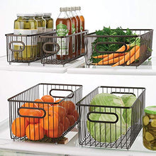 Load image into Gallery viewer, mDesign Metal Farmhouse Kitchen Pantry Food Storage Organizer Basket Bin - Wire Grid Design for Cabinets, Cupboards, Shelves, Countertops - Holds Potatoes, Onions, Fruit - 4 Pack - Bronze
