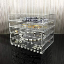 Load image into Gallery viewer, Ikee Design Premium Acrylic 5 Drawer Makeup Organizer Cosmetic Storage Jewelry Display Case for Home Storage and Store Display, 8 3/8&quot;W x 7 3/8&quot;D x 7 1/4&quot;H
