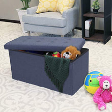 Load image into Gallery viewer, Seville Classics Foldable Tufted Storage Bench Ottoman, Midnight Blue
