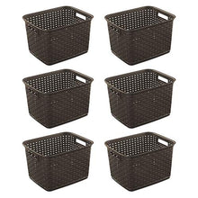 Load image into Gallery viewer, Sterilite 12736P06 Tall Weave Basket, Espresso, 6-Pack
