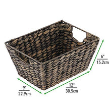 Load image into Gallery viewer, mDesign Natural Woven Hyacinth Closet Storage Organizer Basket Bin - Collapsible - for Cube Furniture Shelving in Closet, Bedroom, Bathroom, Entryway, Office - 4 Pack - Black Wash
