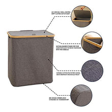 Load image into Gallery viewer, Hosroome Bamboo Laundry Basket with Lid Hampers for Laundry Hamper with Handles Foldable Hamper Easily Transport Laundry,Grey
