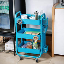Load image into Gallery viewer, DESIGNA 3-Tier Metal Rolling Utility Cart with Handle, Craft Art Carts &amp; Extra Office Storage Accessories Turquoise
