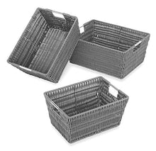 Load image into Gallery viewer, Whitmor Rattique Storage Baskets - Grey (3 Piece Set)
