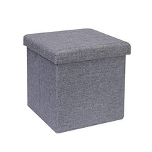 Load image into Gallery viewer, B FSOBEIIALEO Storage Ottoman Cube, Linen Small Coffee Table, Foot Rest Stool Seat, Folding Toys Chest Collapsible for Kids Grey 11.8&quot;x11.8&quot;x11.8&quot;
