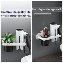 Load image into Gallery viewer, NA Hair Dryer Holder Hanging Rack Organizer Wall Mount Adhesive for Blow Dryer Cabinet Door Hair Care Styling Tool Organizer Bathroom Accessories Storage Set No Drill - White
