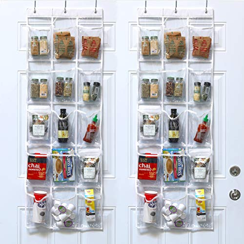 2 Pack - SimpleHouseware Crystal Clear Over the Door Hanging Pantry Organizer (52